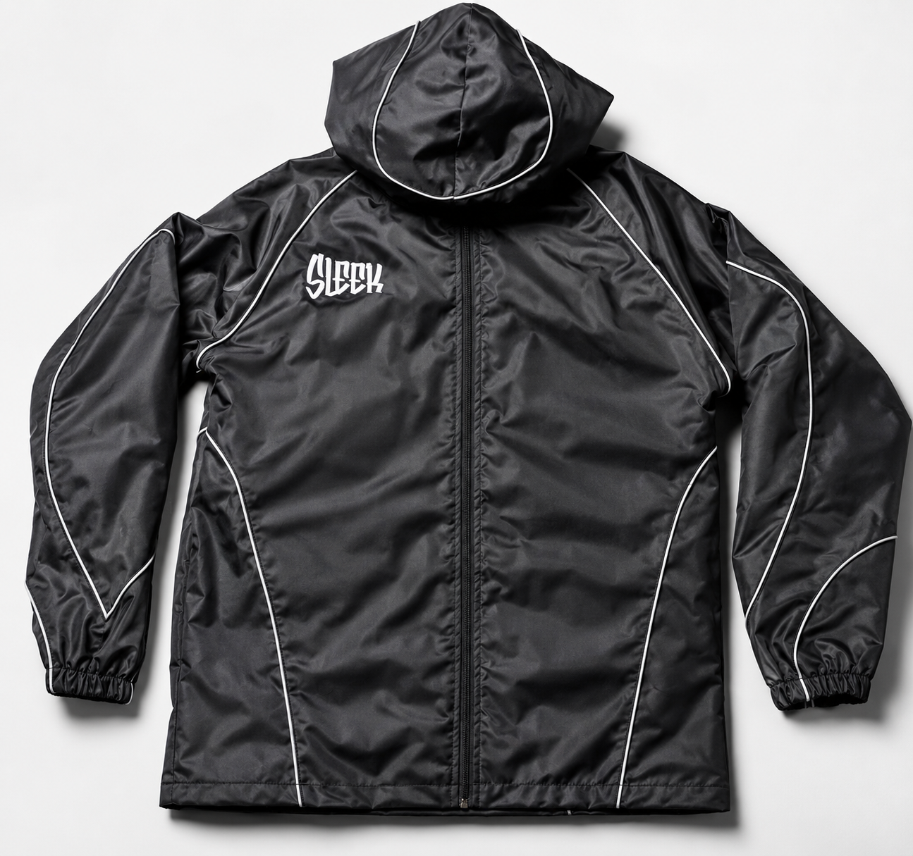 Black reflective ski jacket